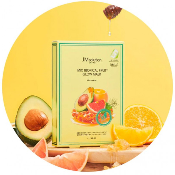 JMsolution Фруктовая тканевая маска для здорового сияния кожи лица Japan Mix Tropical Fruit Glow Mask Garden (30 мл)