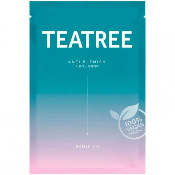 BARULAB Себорегулирующая тканевая маска для лица с чайным деревом The Clean Vegan Tea Tree Mask (23 г)