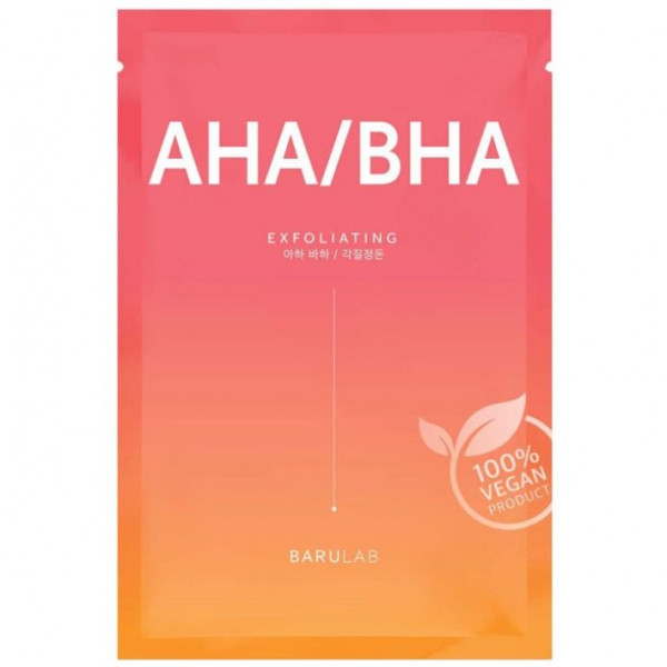 BARULAB Отшелушивающая тканевая маска для лица с кислотами The Clean Vegan AHA/BHA Mask (23 г)