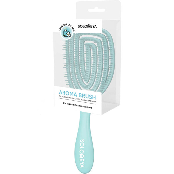 SOLOMEYA Массажная расческа с ароматом жасмина для сухих и влажных волос Wet Detangler Brush Oval Jasmine (20 x 5 см)