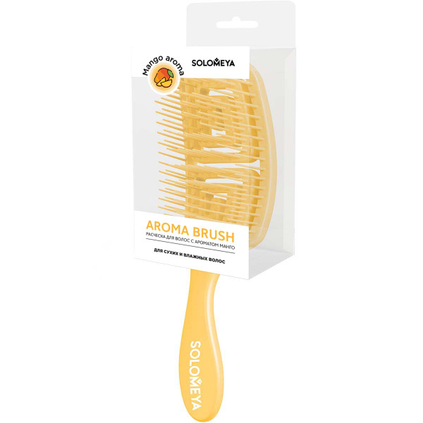 SOLOMEYA Расческа с ароматом манго для сухих и влажных волос Wet Detangler Brush Rectangular Mango (22 x 7 см)