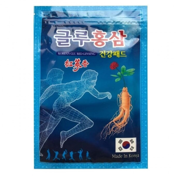 White Wolsy Обезболивающий  пластырь с глюкозамином и красным женьшенем Korean Glu Red Ginseng (20 шт)