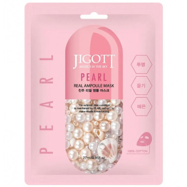 JIGOTT Тканевая маска для лица с экстрактом жемчуга Pearl Real Ampoule Mask (27 мл)