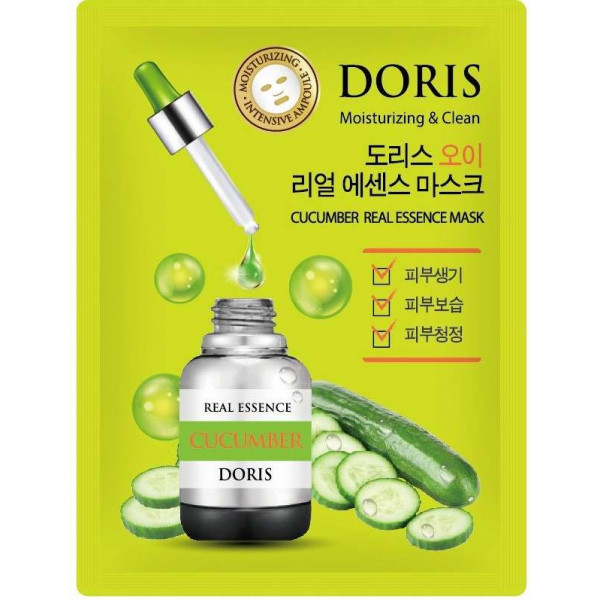 JIGOTT DORIS Тканевая маска для лица с экстрактом огурца Cucumber Real Essence Mask (25 мл)