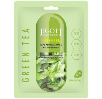 JIGOTT Тканевая маска для лица с экстрактом зеленого чая Green Tea Real Ampoule Mask (27 мл)