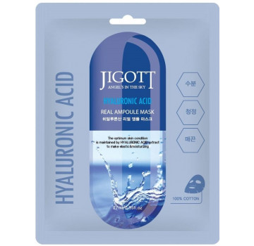 JIGOTT Тканевая маска для лица с гиалуроновой кислотой Hyaluronic Acid Real Ampoule Mask (27 мл)