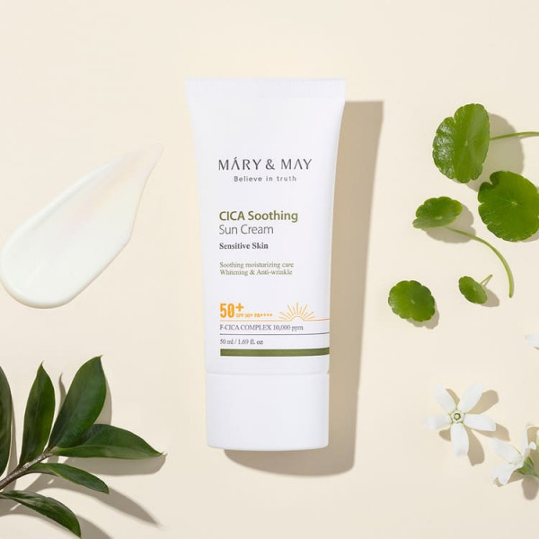 MARY & MAY Успокаивающий солнцезащитный крем с центеллой CICA Soothing Sun Cream SPF 50+ PA++++ (50 мл)