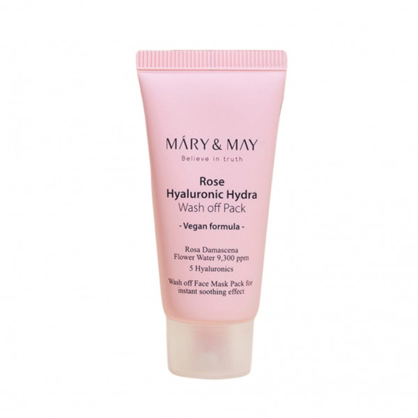 MARY & MAY Увлажняющая глиняная маска для лица с розами Rose Hyaluronic Hydra Glow Wash Off Pack (30 г)