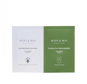 MARY & MAY Двухступенчатая маска для носа от черных точек  Daily Safe Black Head Clear Nose Mask (2 х 3,5 г)