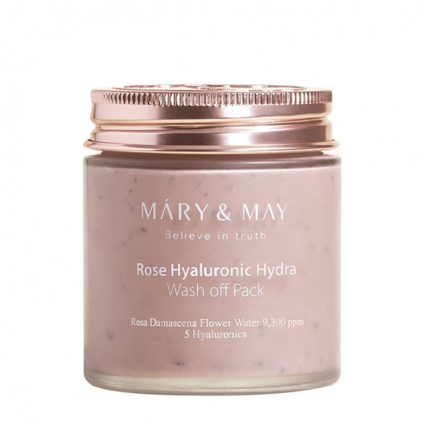 MARY & MAY Увлажняющая глиняная маска для лица с розами Rose Hyaluronic Hydra Glow Wash Off Pack (125 г)