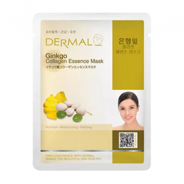 DERMAL Тканевая маска для лица с экстрактом гинкго билоба и коллагеном Ginkgo Collagen Essence Mask (23 мл)