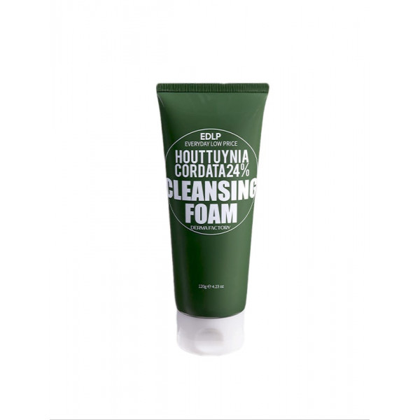 DERMA FACTORY Очищающая пенка для лица с экстрактом цветка хауттюйнии Houttuynia Cordata 24% Cleansing Foam (120 г)