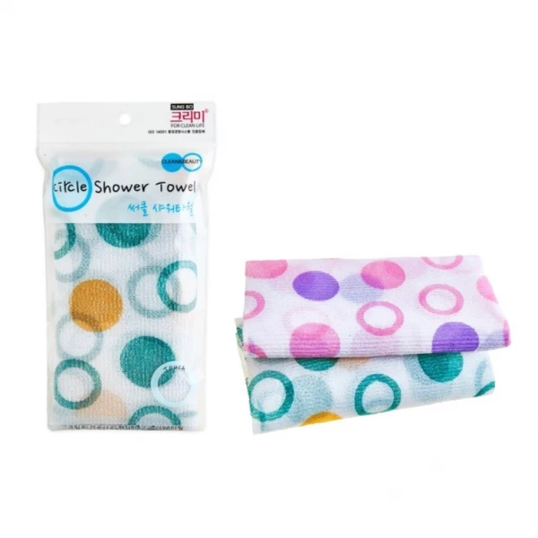 SUNG BO CLEAMY Мочалка для душа средней жесткости из нейлона и полиэстера Circle Shower Towel (28 х 95 см)
